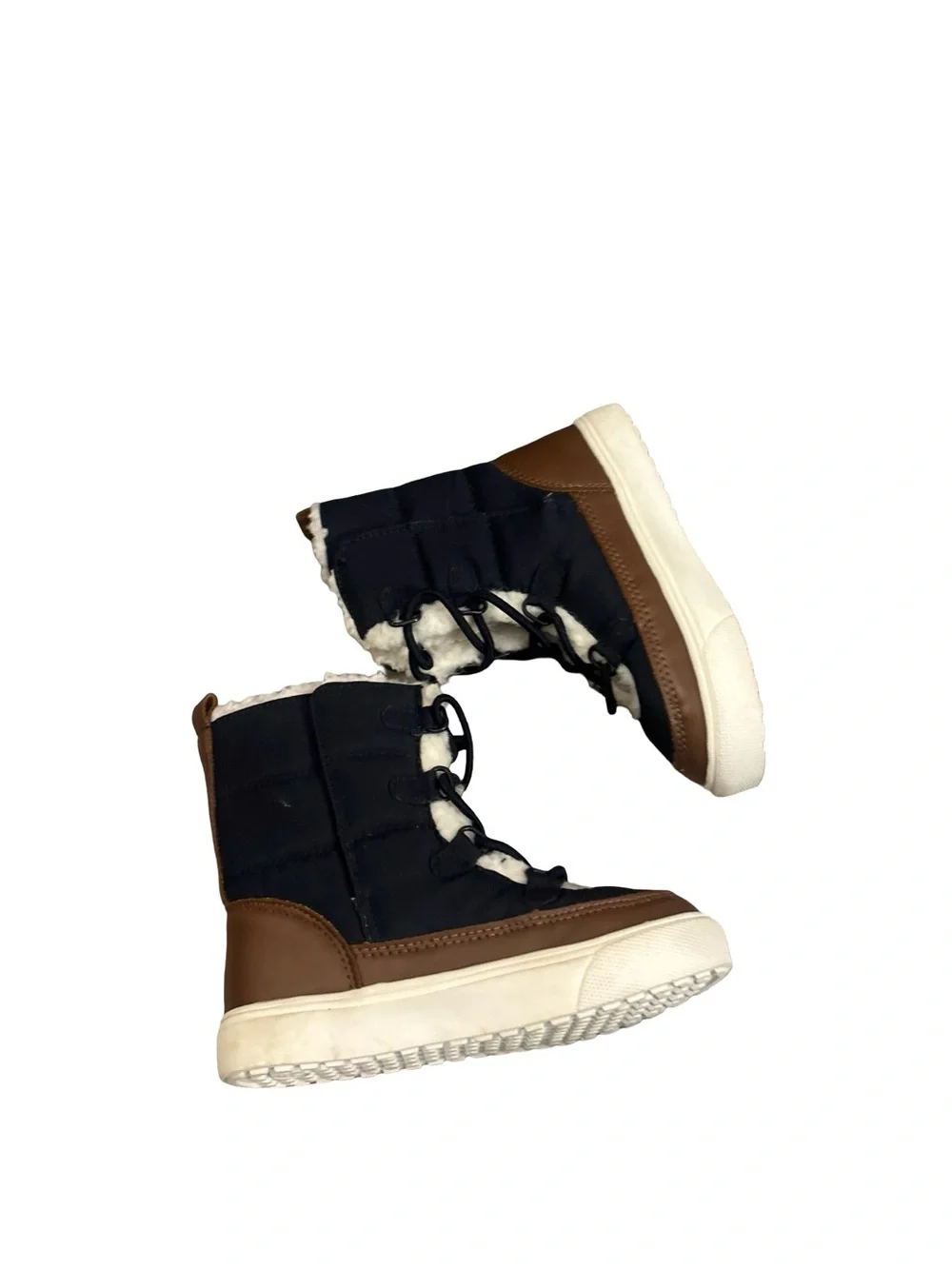 Kids Unisex Navy & Brown Casual Budget Friendly Winter Boot Sneakers Size 9